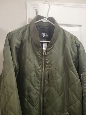 🔥 Stussy Quilted Green Bomber Jacket